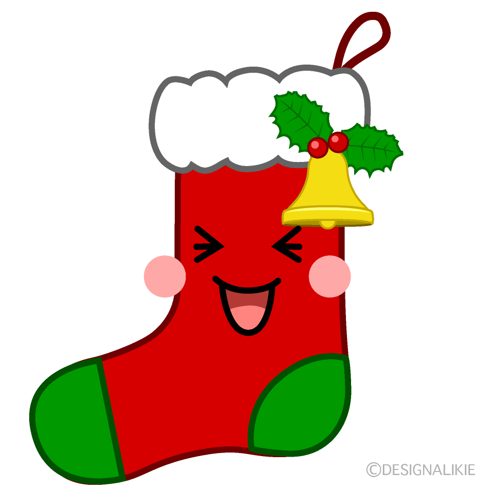 かわいい笑うクリスマス靴下イラスト