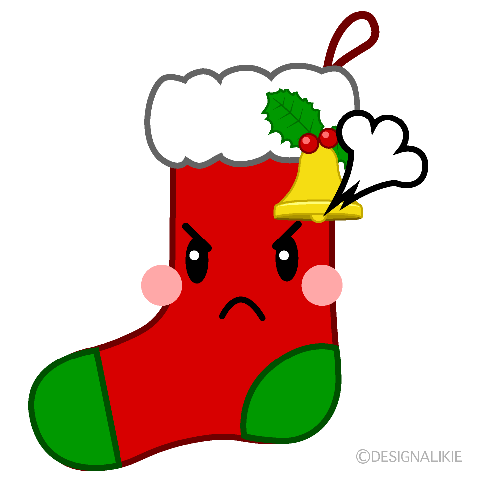 かわいい怒るクリスマス靴下イラスト