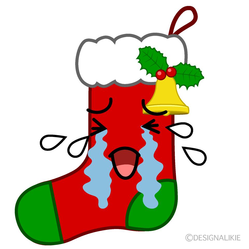 かわいい泣くクリスマス靴下イラスト