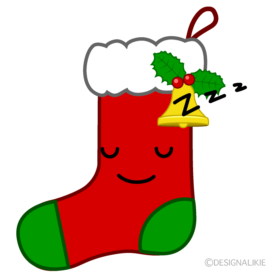 かわいい寝るクリスマス靴下イラスト