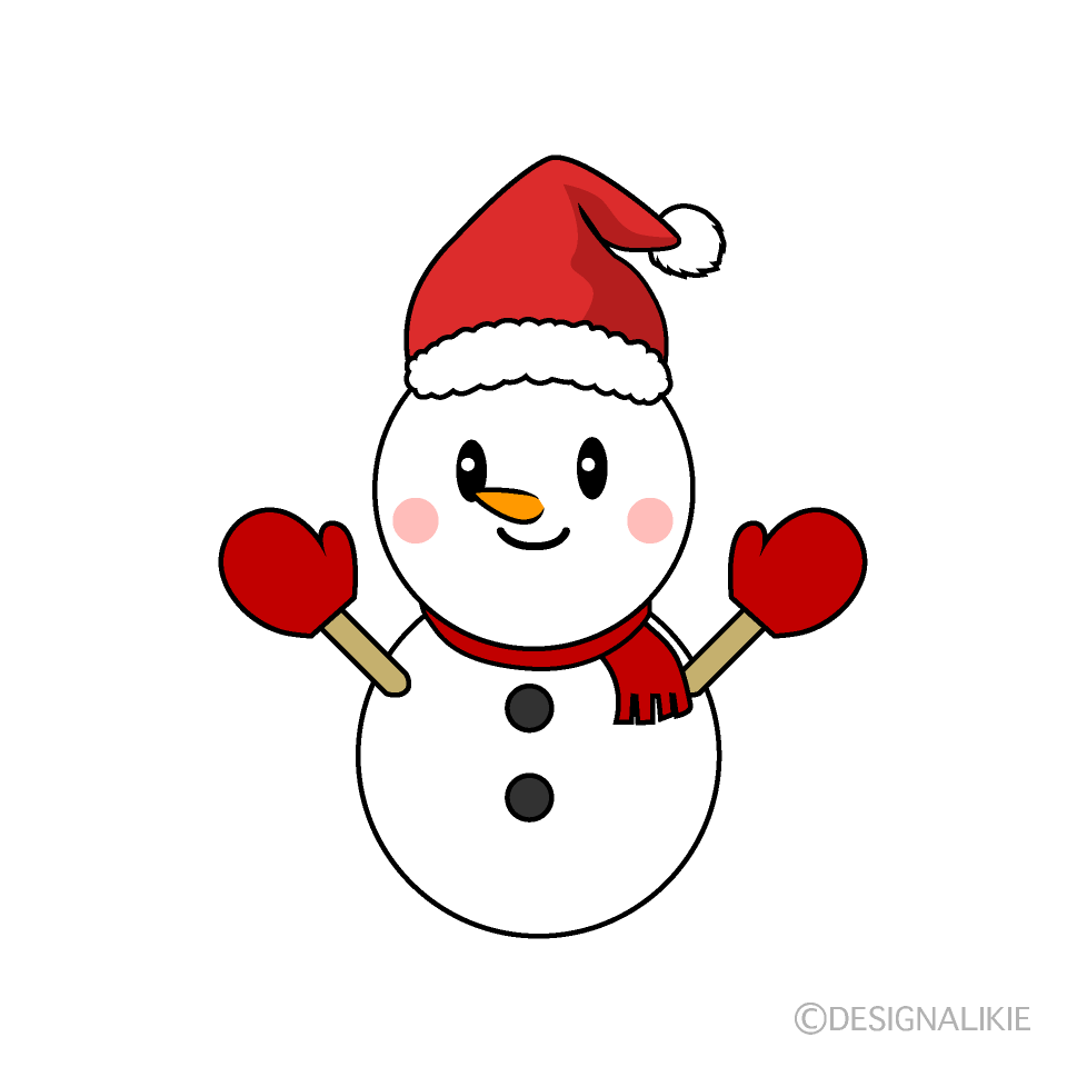 かわいいクリスマス雪だるまのイラスト素材 Illustcute