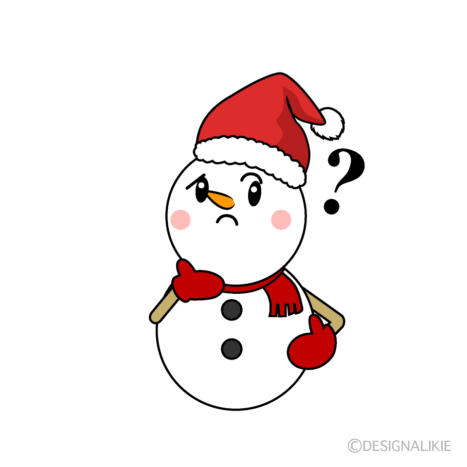 かわいい考えるクリスマス雪だるまのイラスト素材 Illustcute