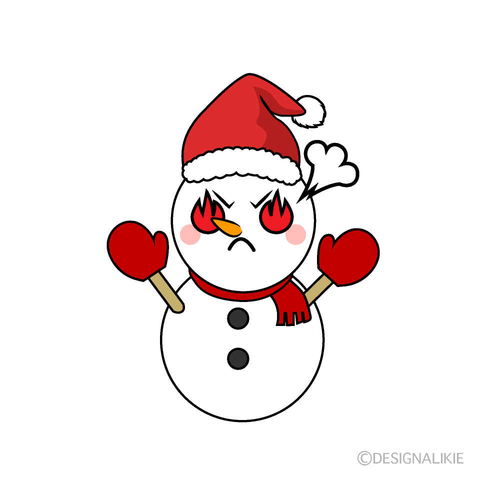 かわいい熱意のクリスマス雪だるまのイラスト素材 Illustcute