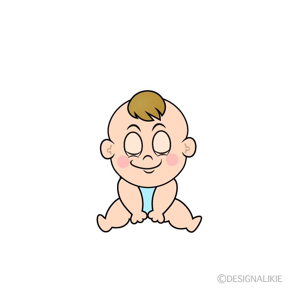 かわいい座る男の子の赤ちゃんのイラスト素材 Illustcute
