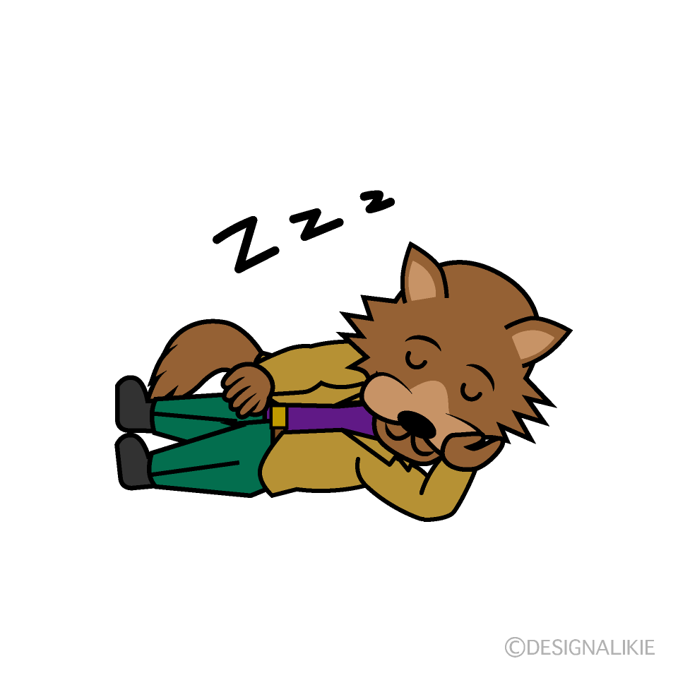かわいい寝る狼男のイラスト素材 Illustcute