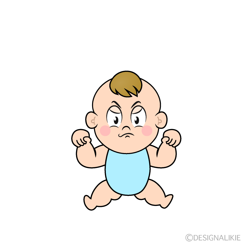 かわいい怒る男の子の赤ちゃんイラスト