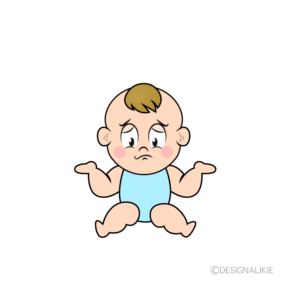 かわいい困る男の子の赤ちゃんのイラスト素材 Illustcute