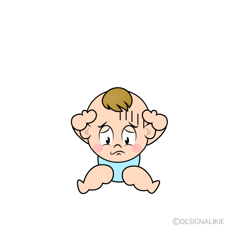 かわいい落ち込む男の子の赤ちゃんのイラスト素材 Illustcute