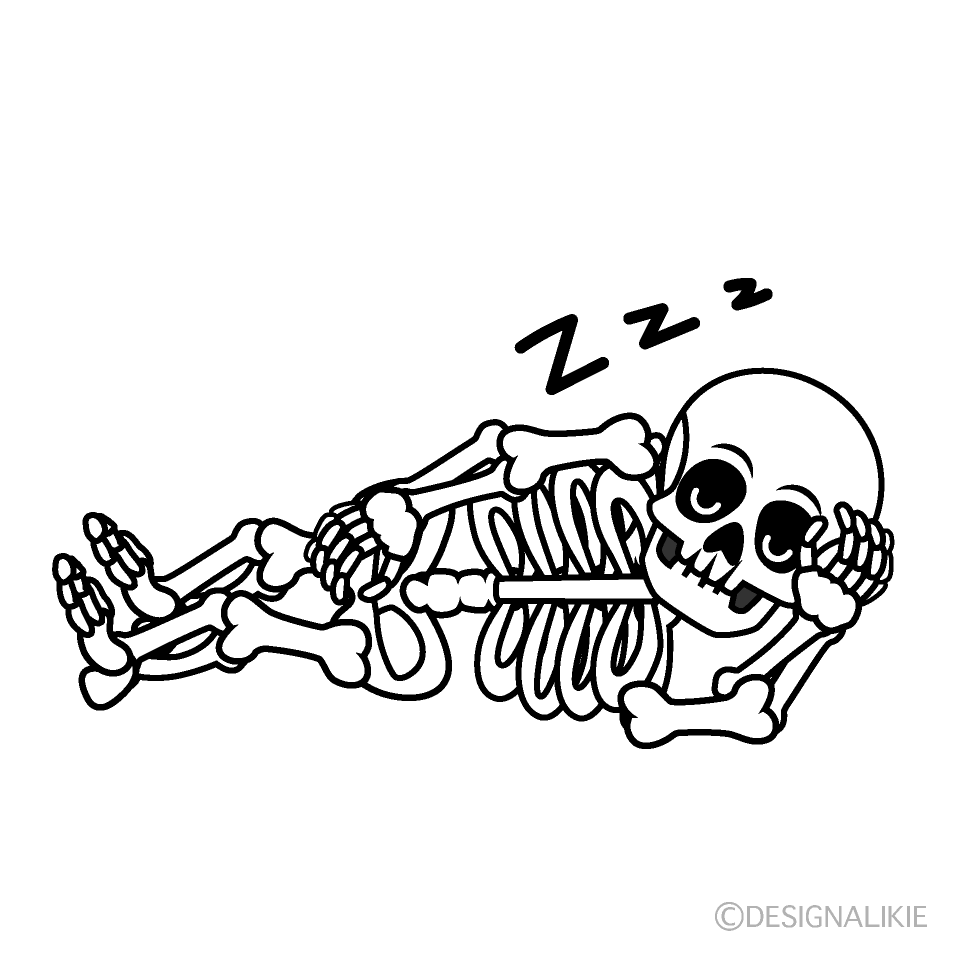 かわいい寝る骸骨のイラスト素材 Illustcute
