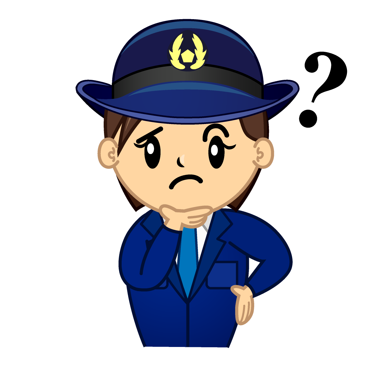 考える女性警官