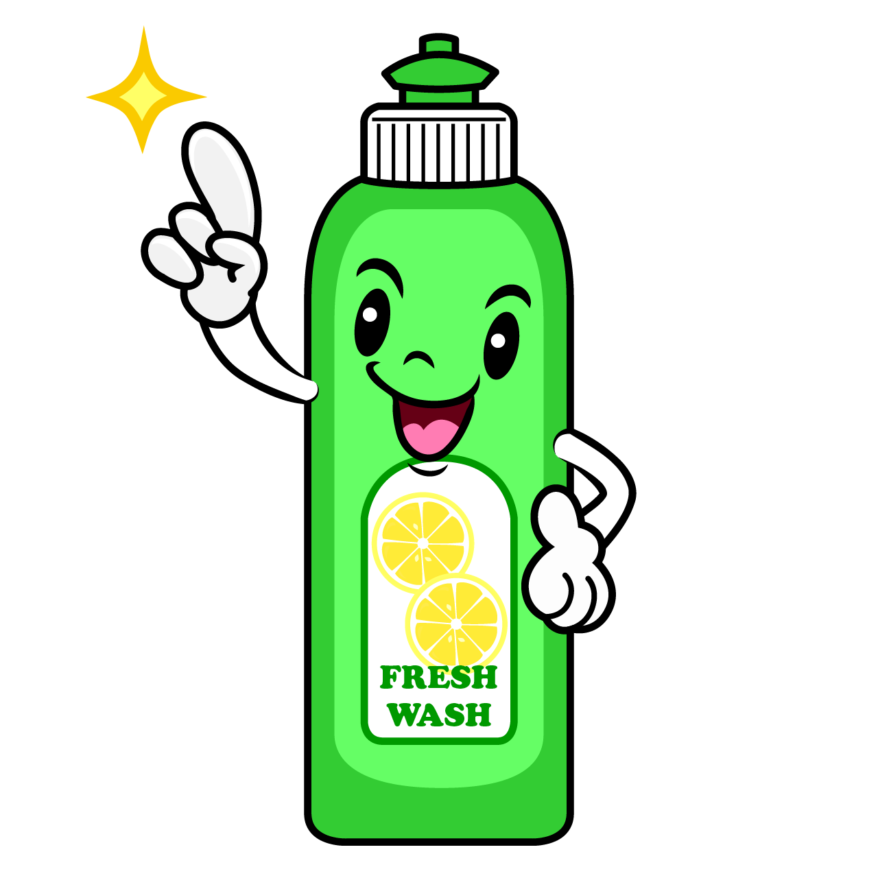 Pointing Dishwashing Liquid