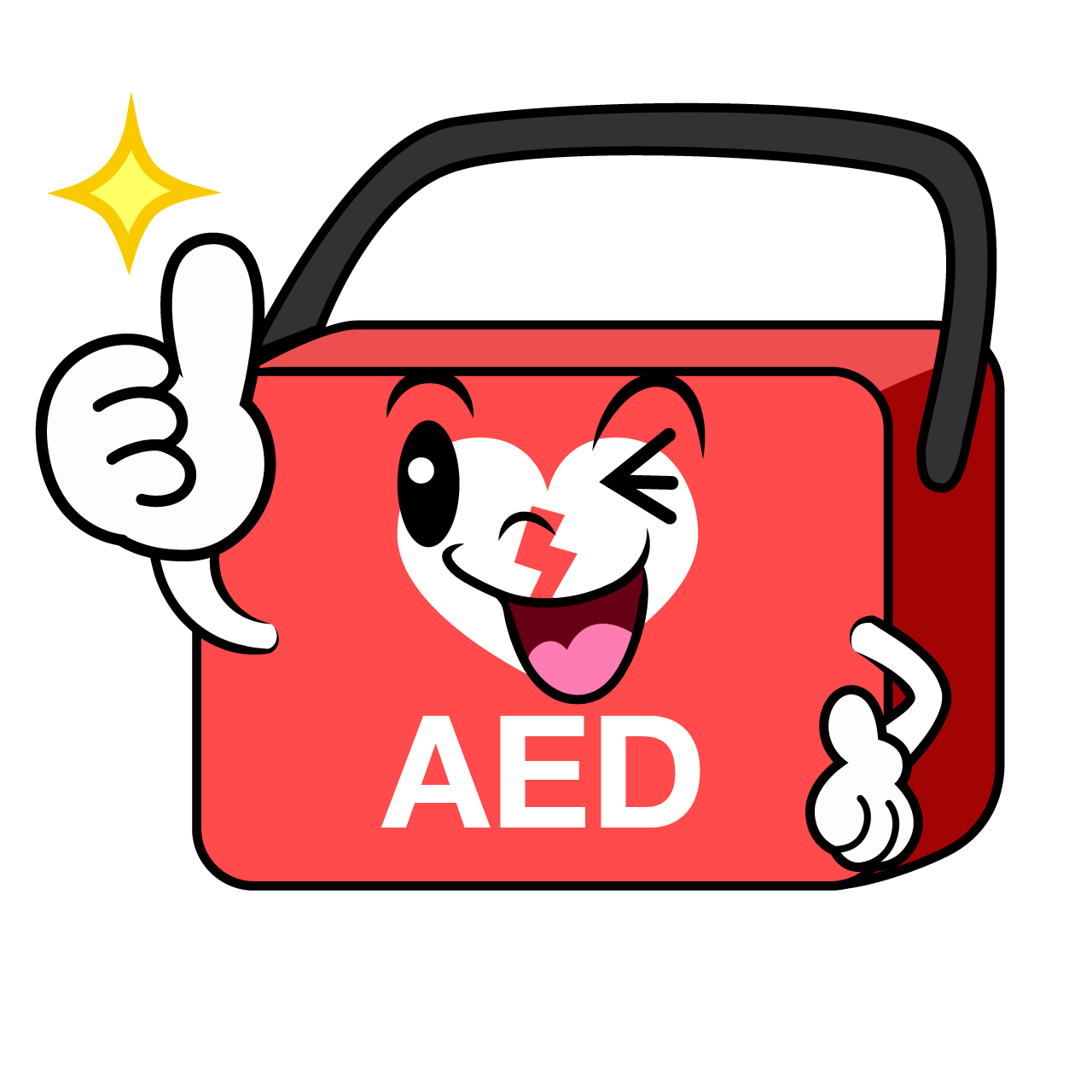 Thumbs-up AED
