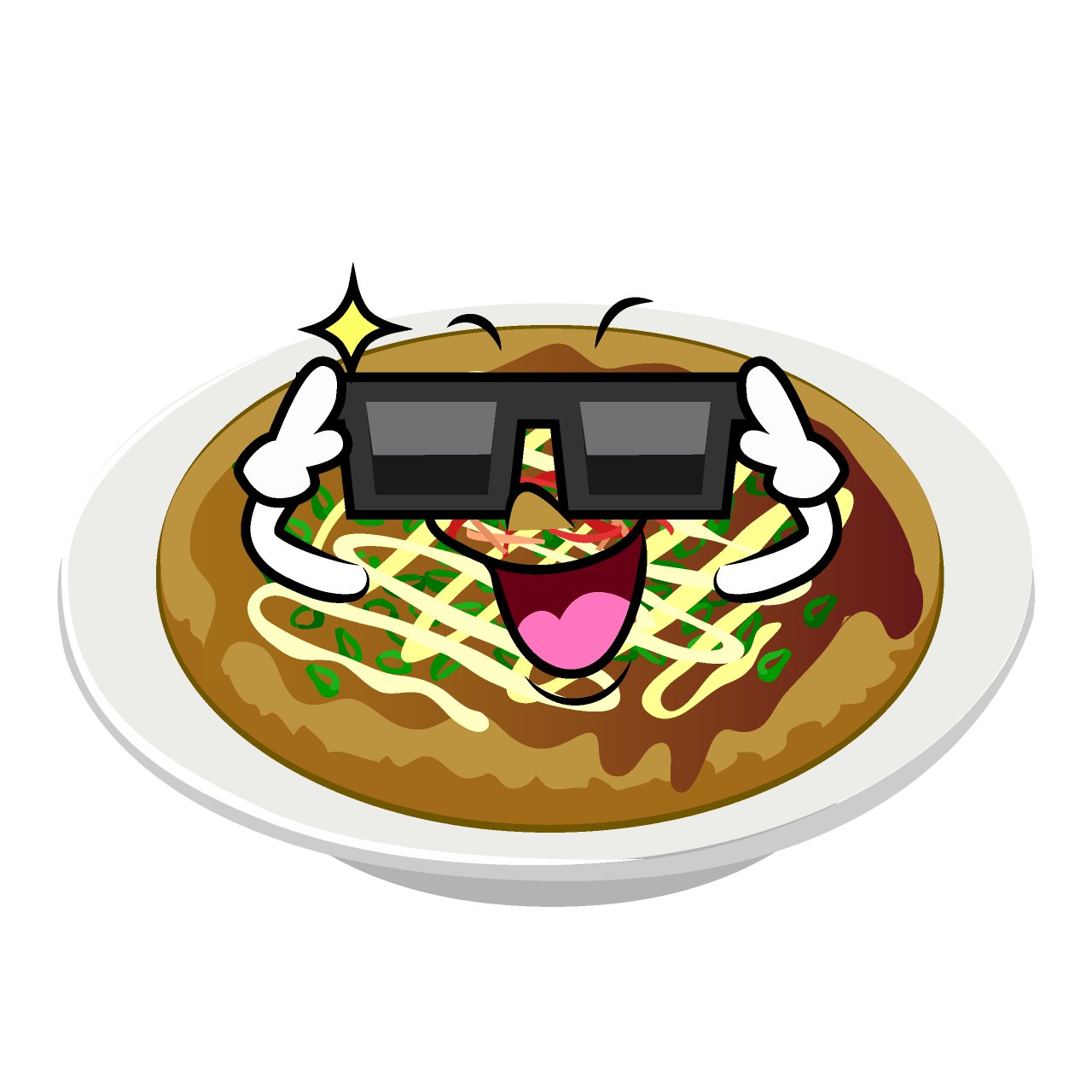 サングラスのお好み焼き