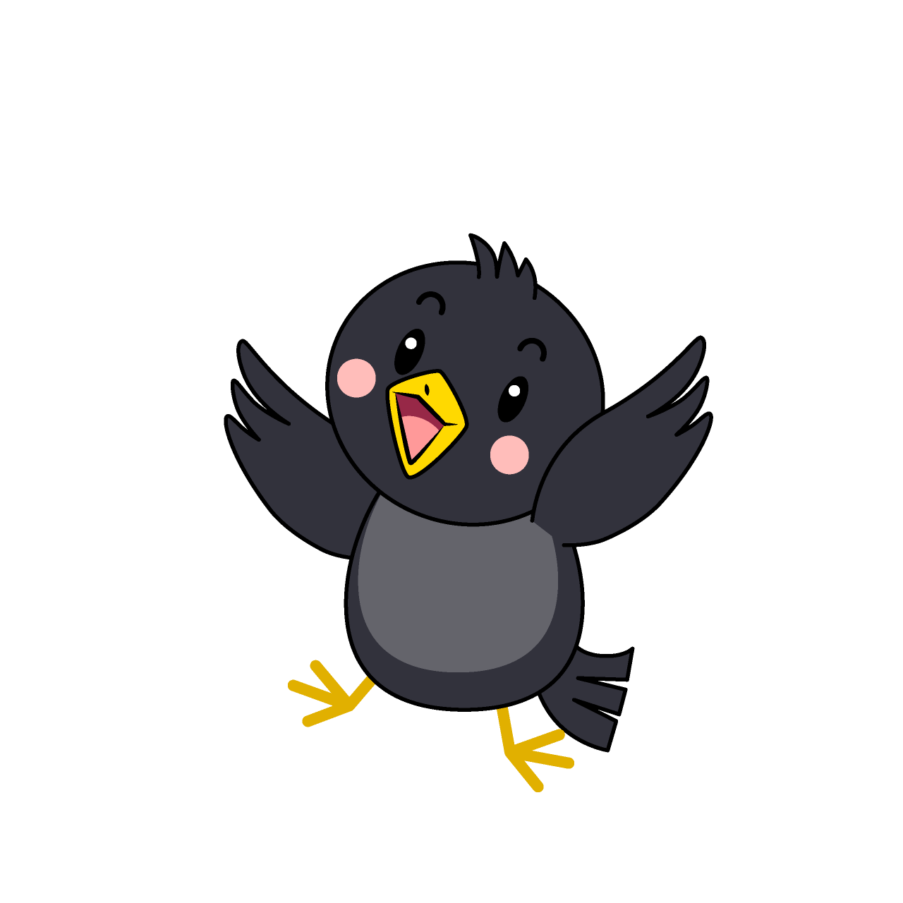 驚くカラス