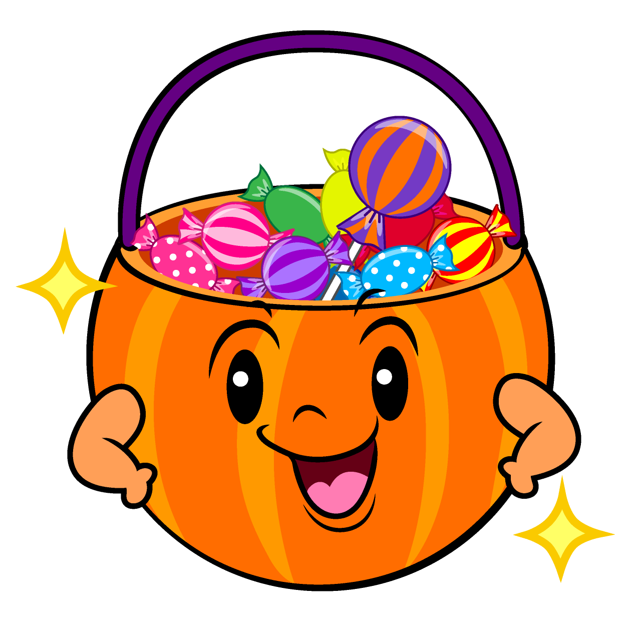 ポーズするお菓子バケツ