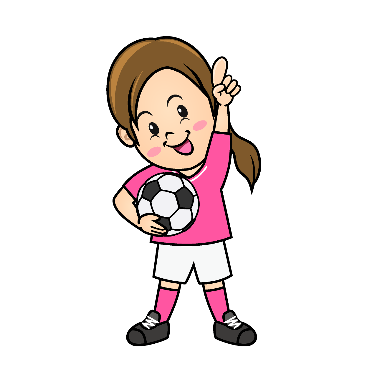 指差しするサッカー少女