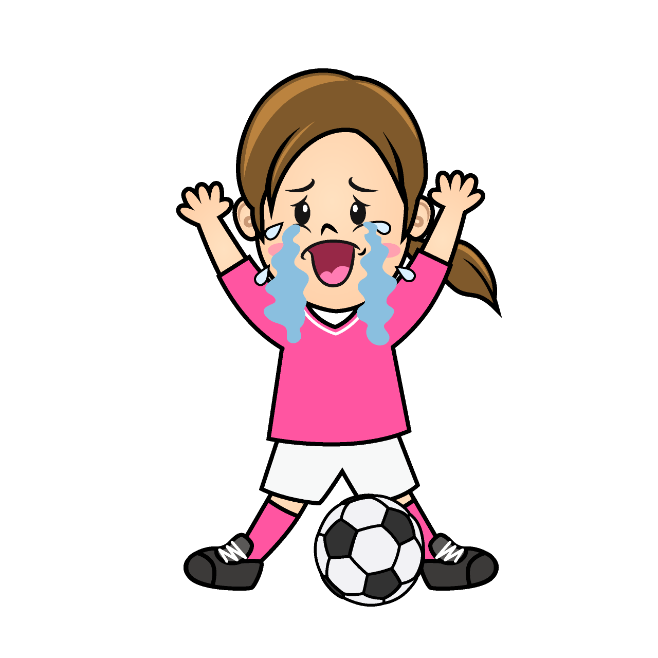 泣くサッカー少女