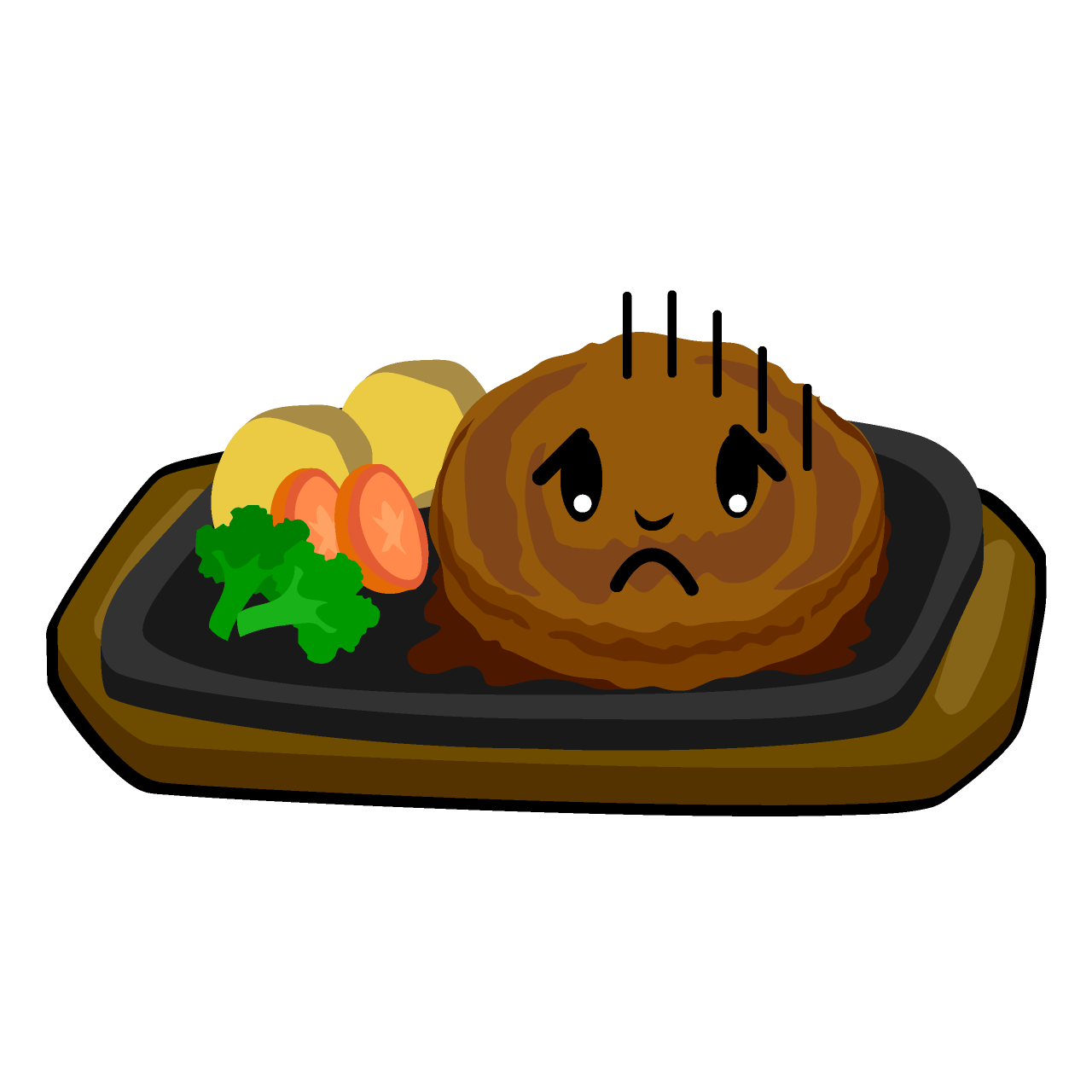 お辞儀する鉄板ハンバーグ