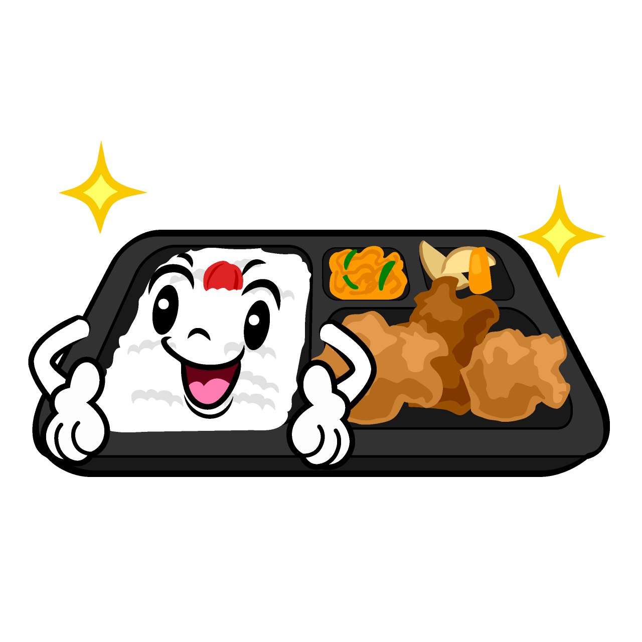ポーズするコンビニ弁当