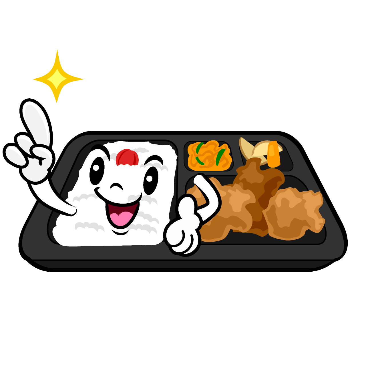 指差しするコンビニ弁当