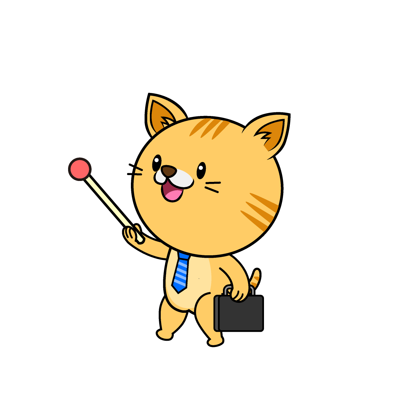 説明するねこリーマン（トラ）