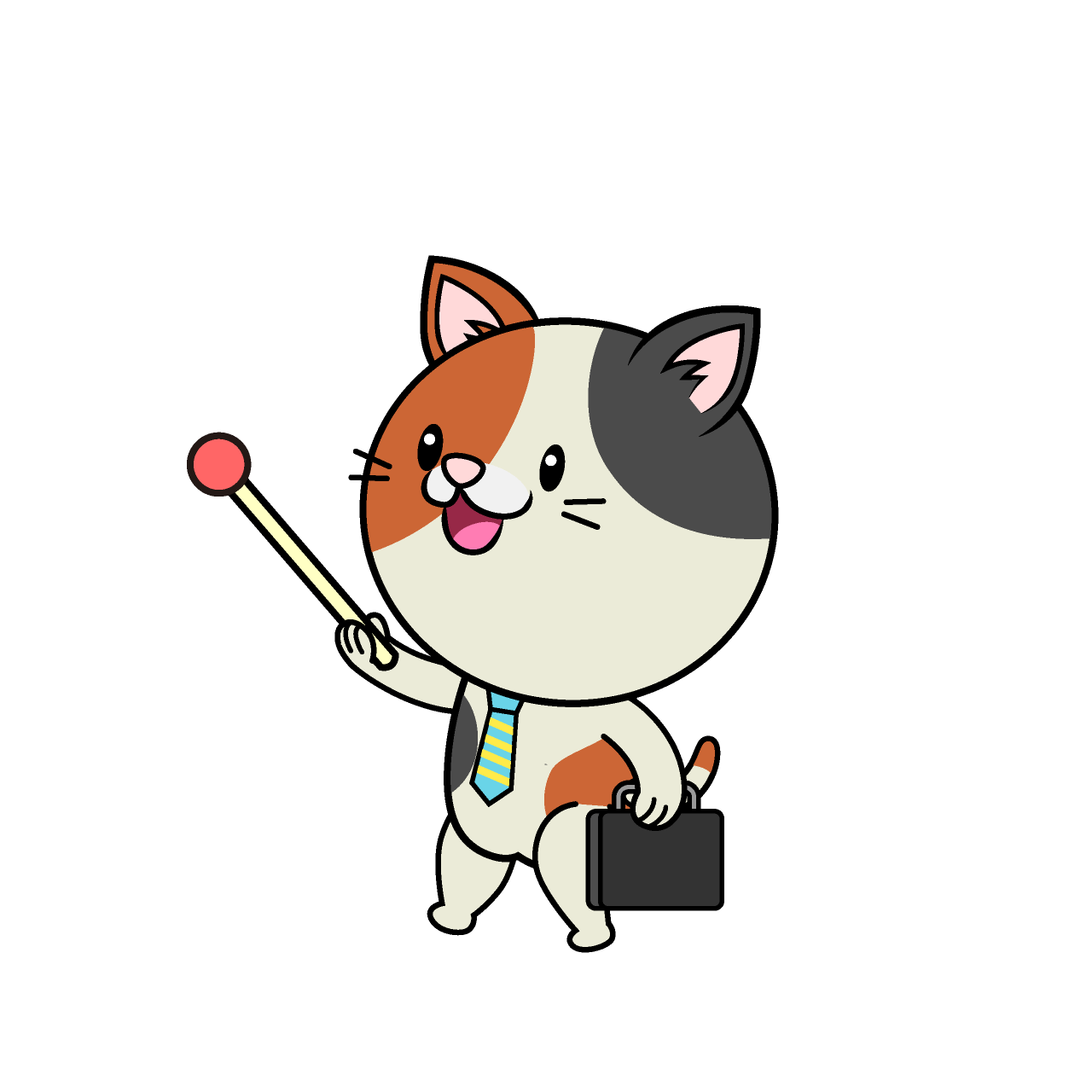 説明するねこリーマン（ミケ）