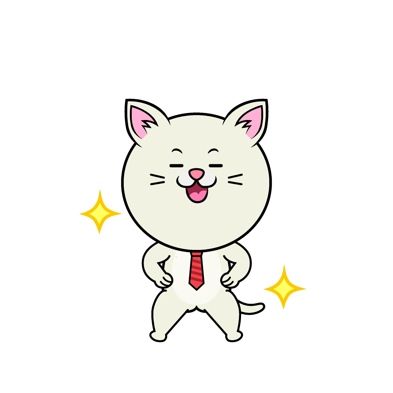 Posing White Cat Businessman