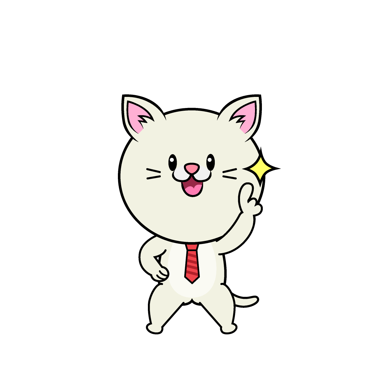 指差しするねこリーマン（シロ）