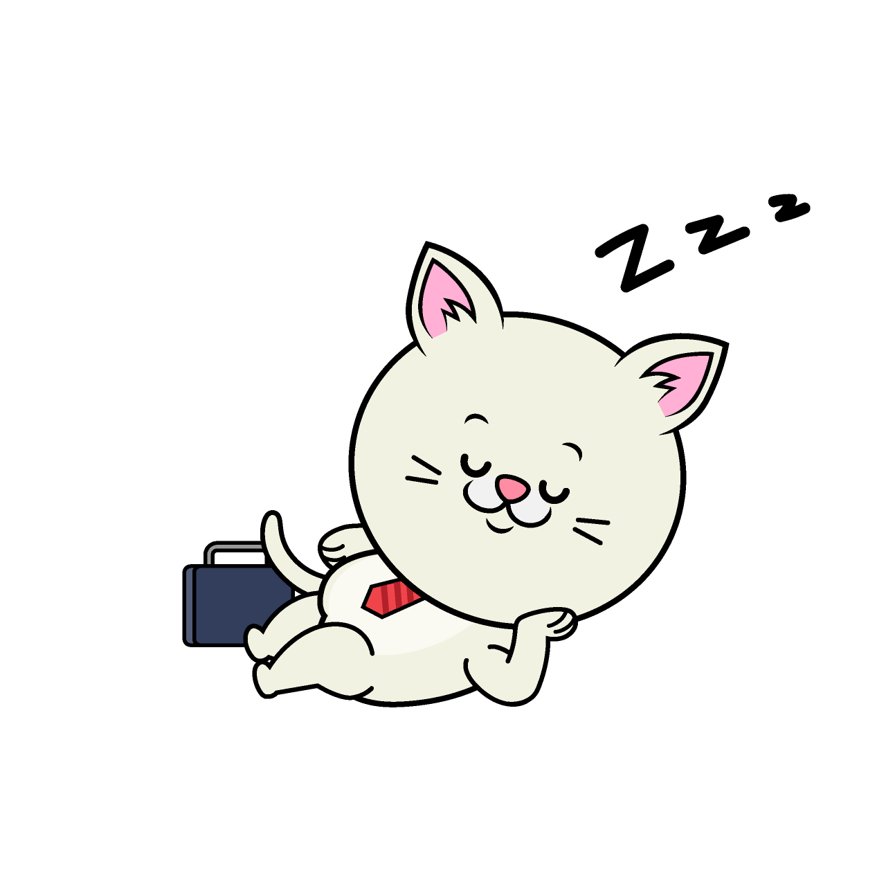 Sleeping White Cat Businessman