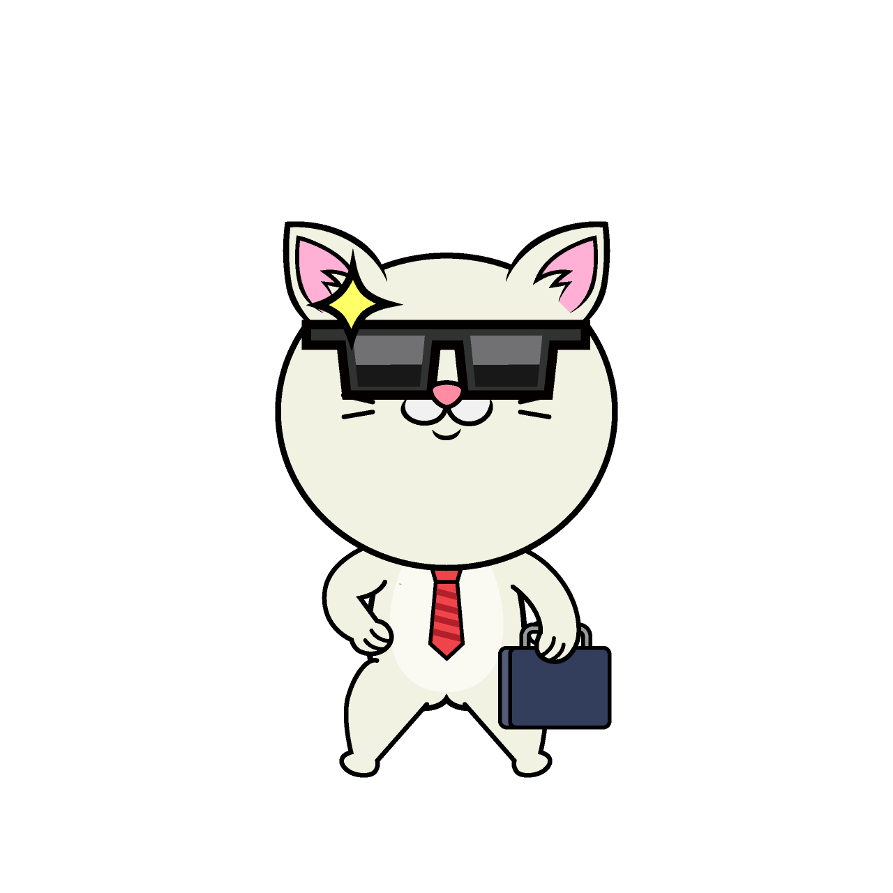 Sunglasses White Cat Businessman
