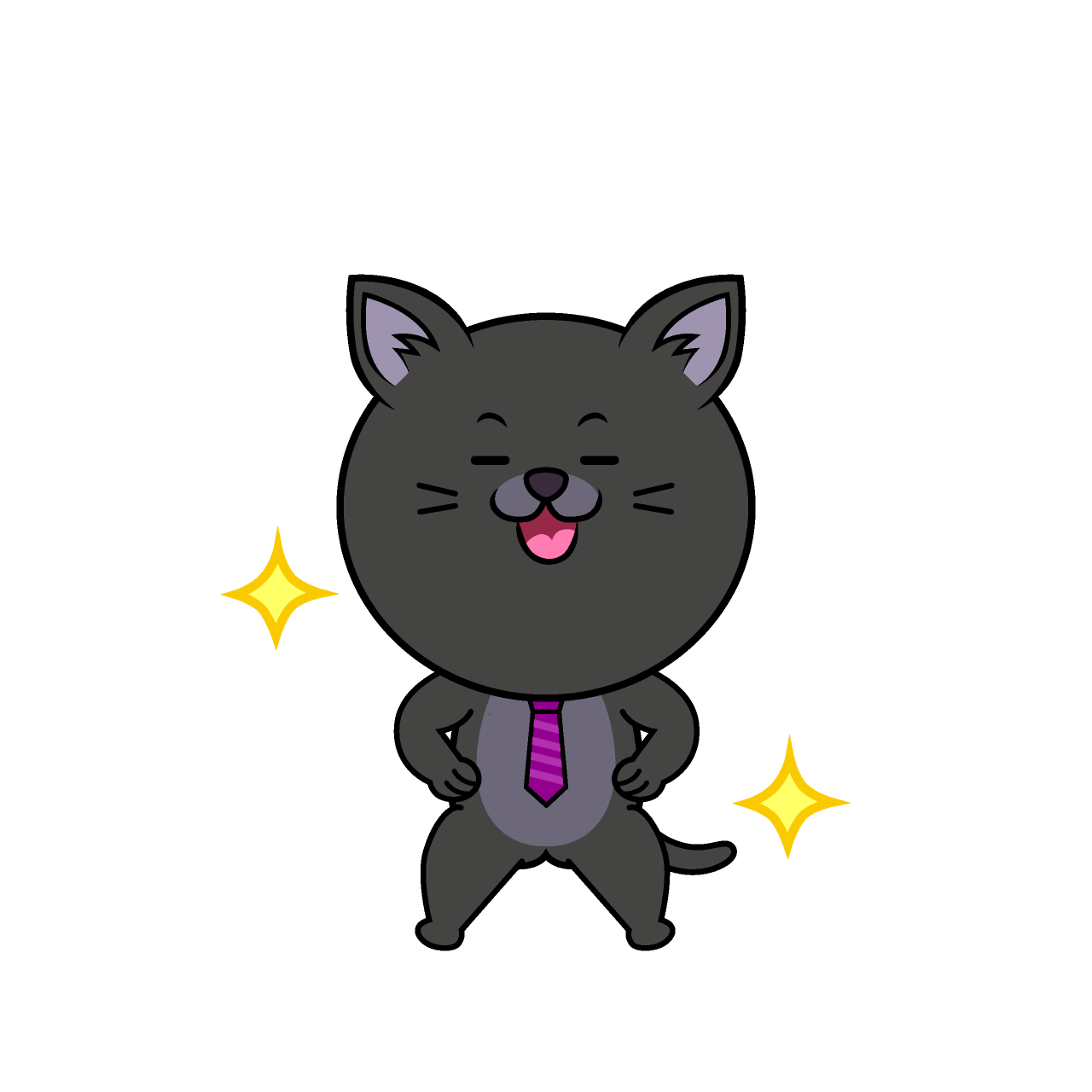 ポーズするねこリーマン（クロ）