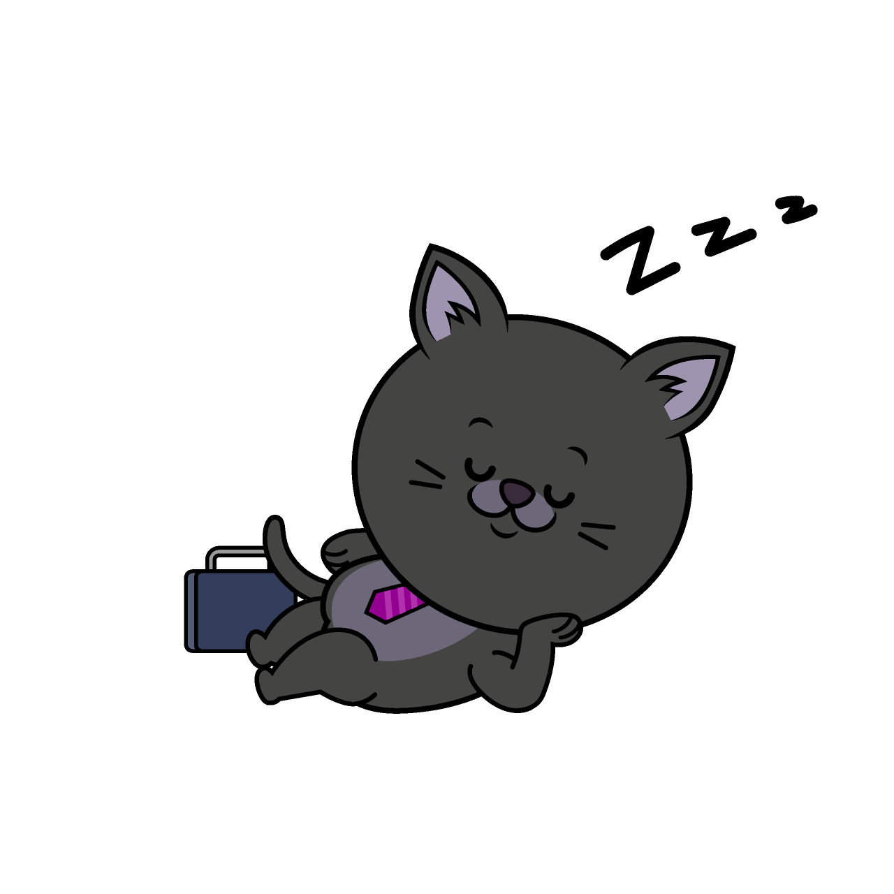 寝るねこリーマン（クロ）