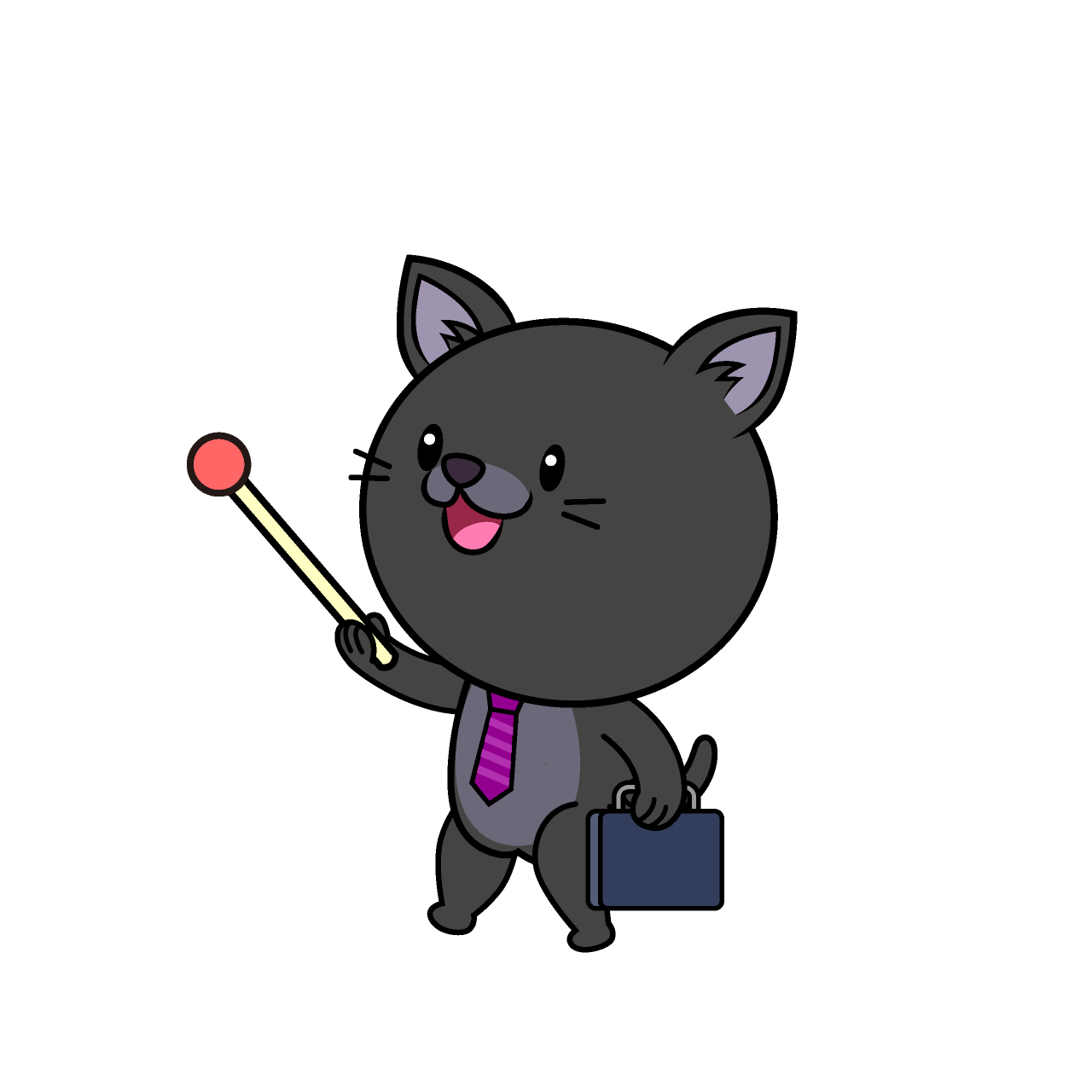 説明するねこリーマン（クロ）