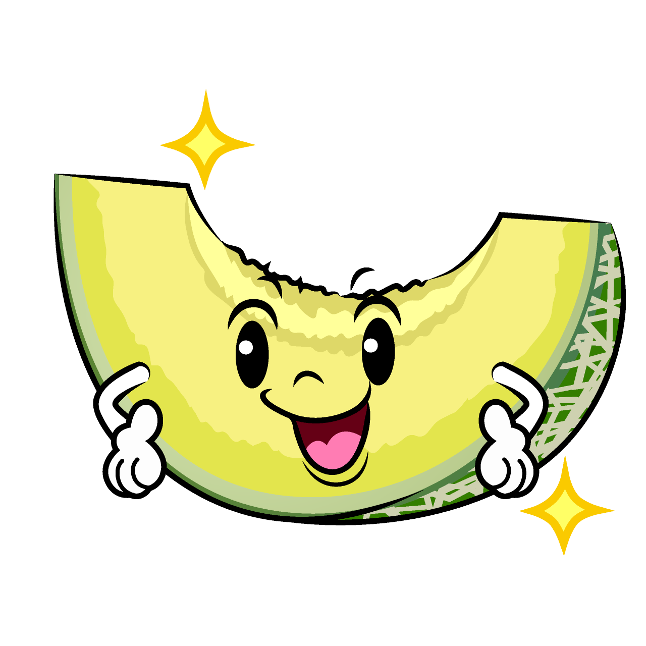 ポーズする緑色メロン