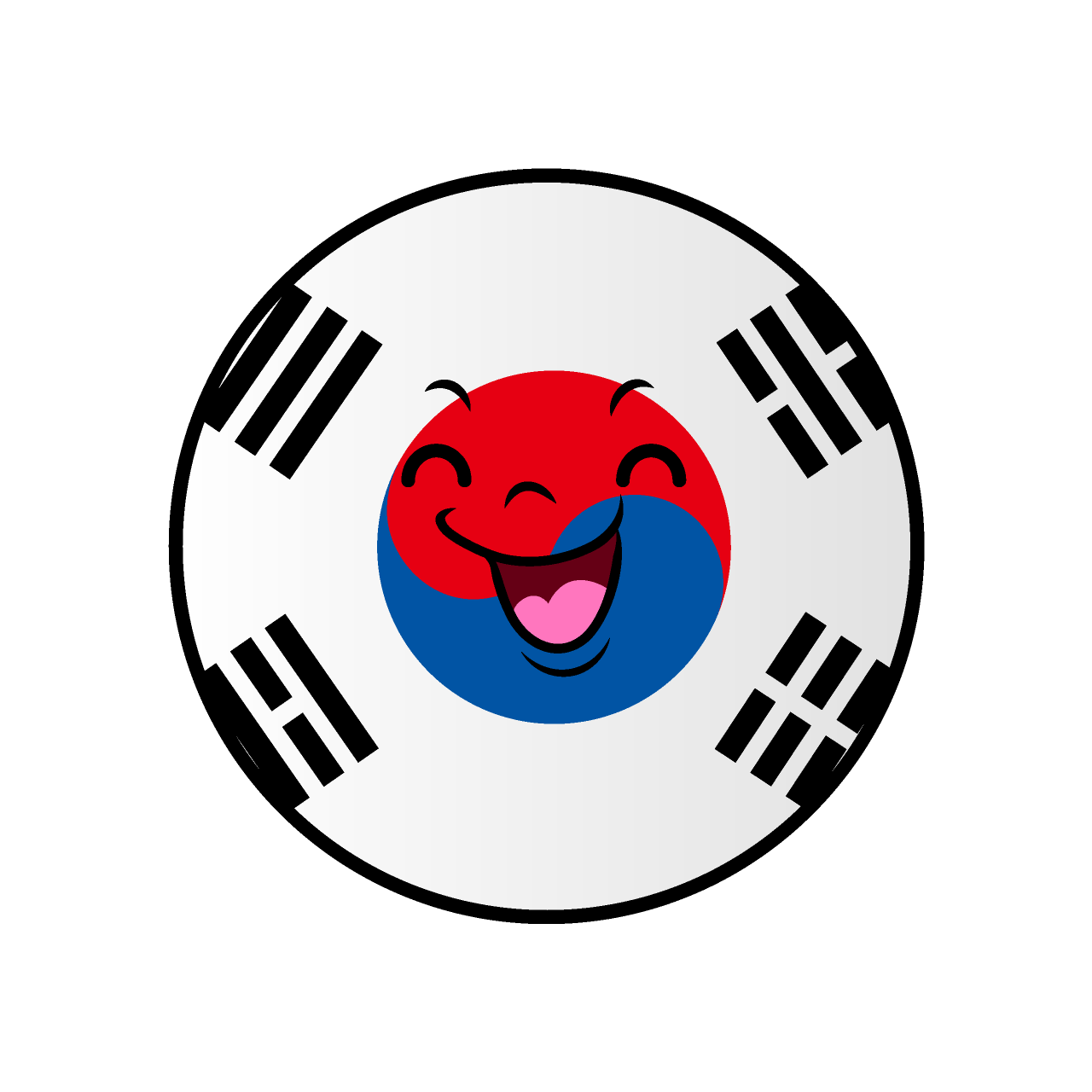 Smiling South Korean Flag (Round)