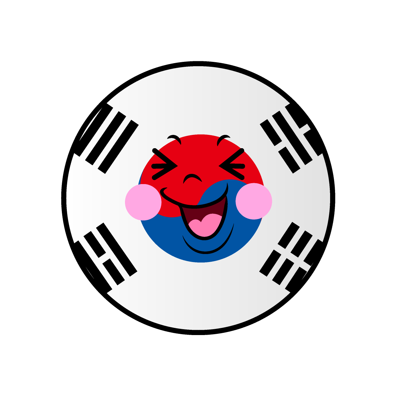 Laughing South Korean Flag (Round)