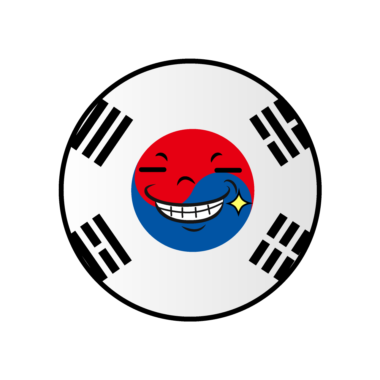 ニヤリとする韓国国旗（丸型）
