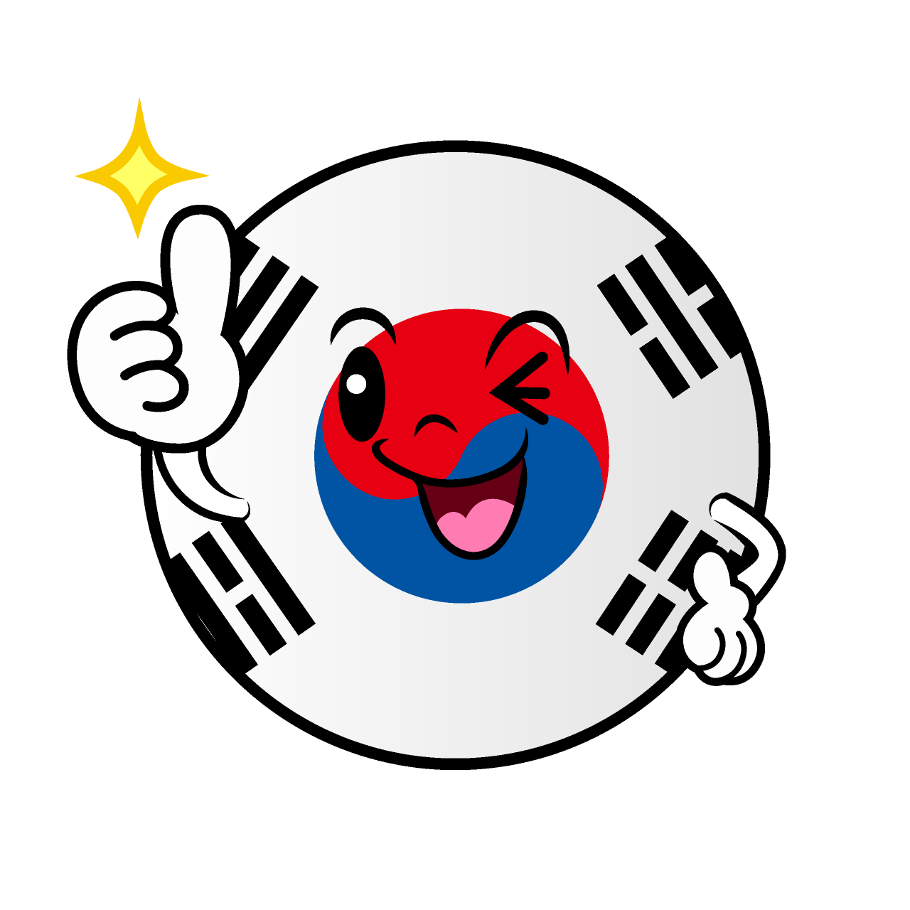 いいねする韓国国旗（丸型）