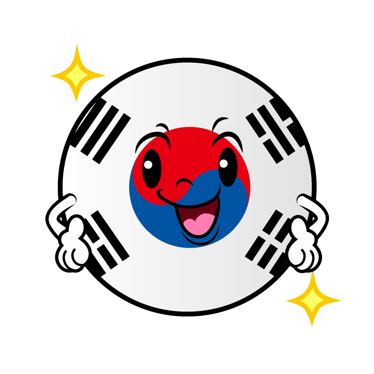 Posing South Korean Flag (Round)
