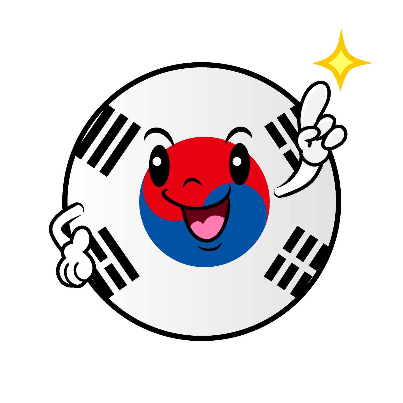 指差しする韓国国旗（丸型）