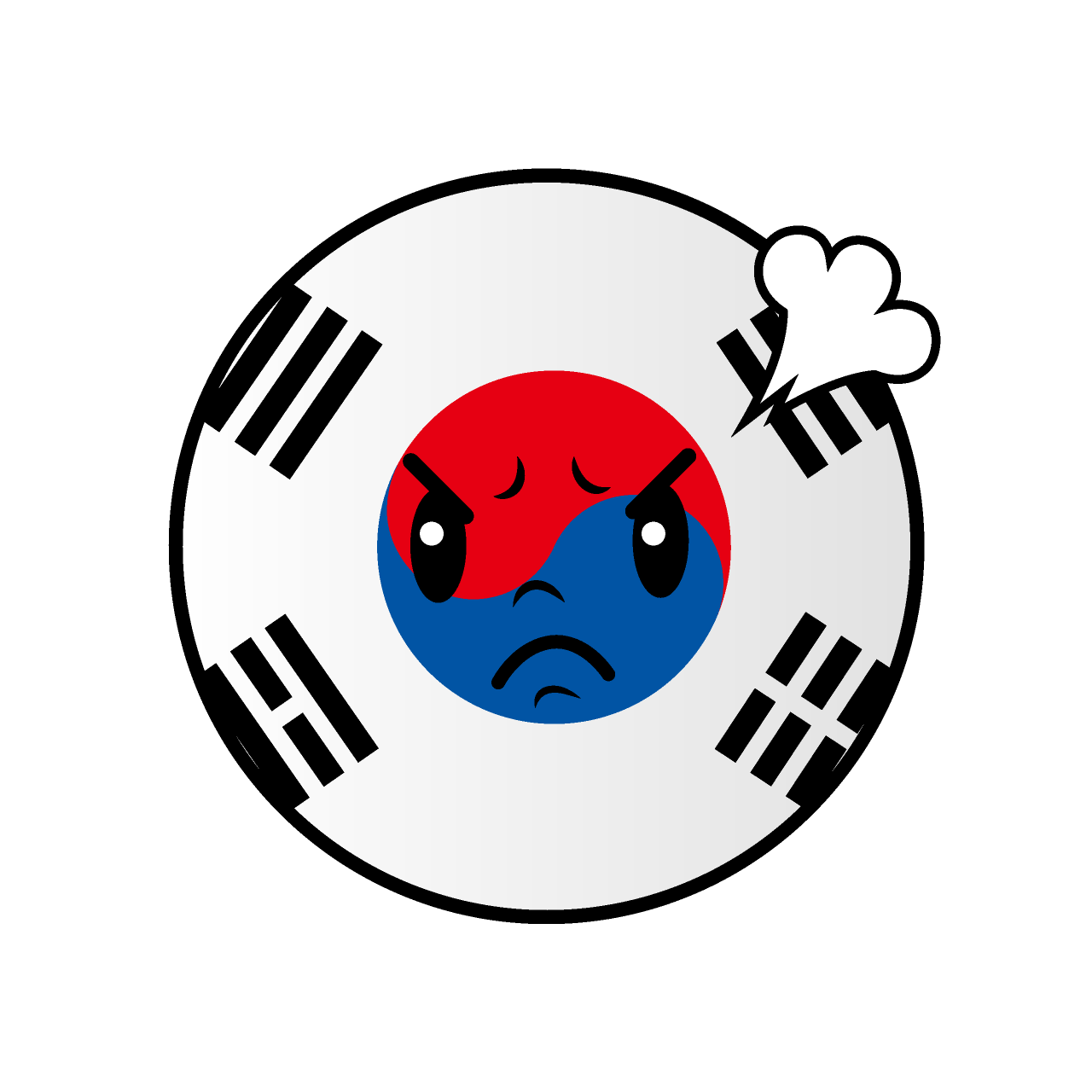 怒る韓国国旗（丸型）