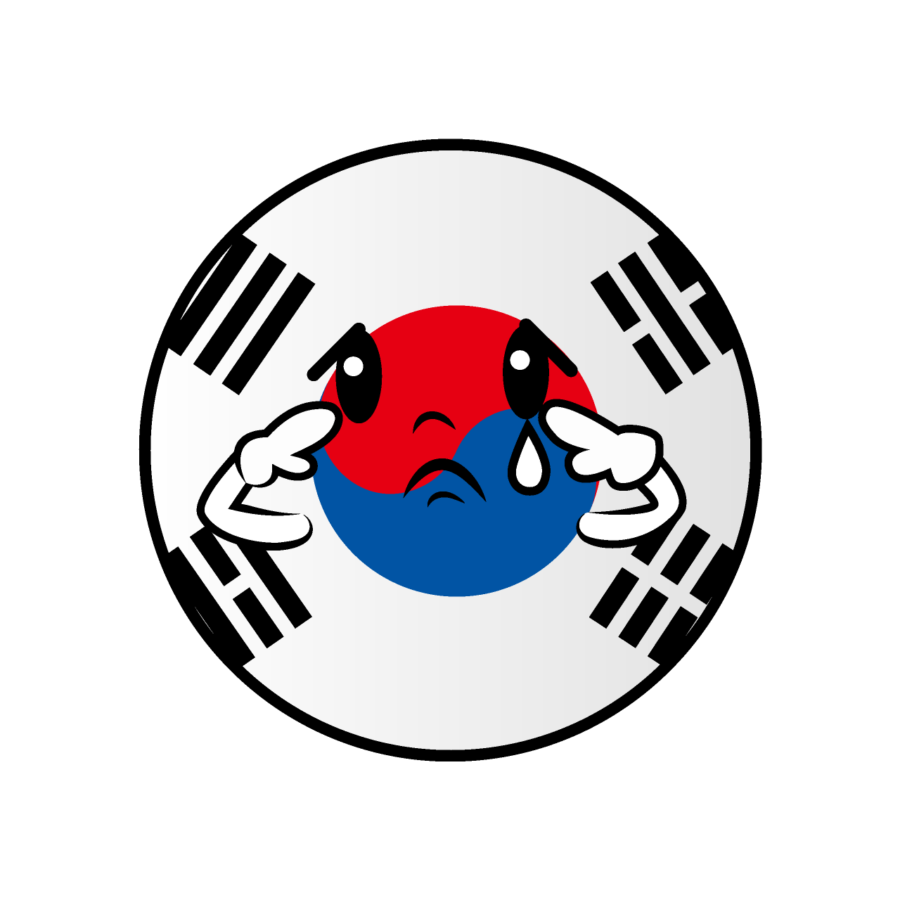 悲しい韓国国旗（丸型）