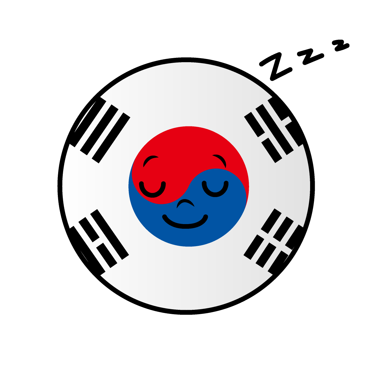 寝る韓国国旗（丸型）
