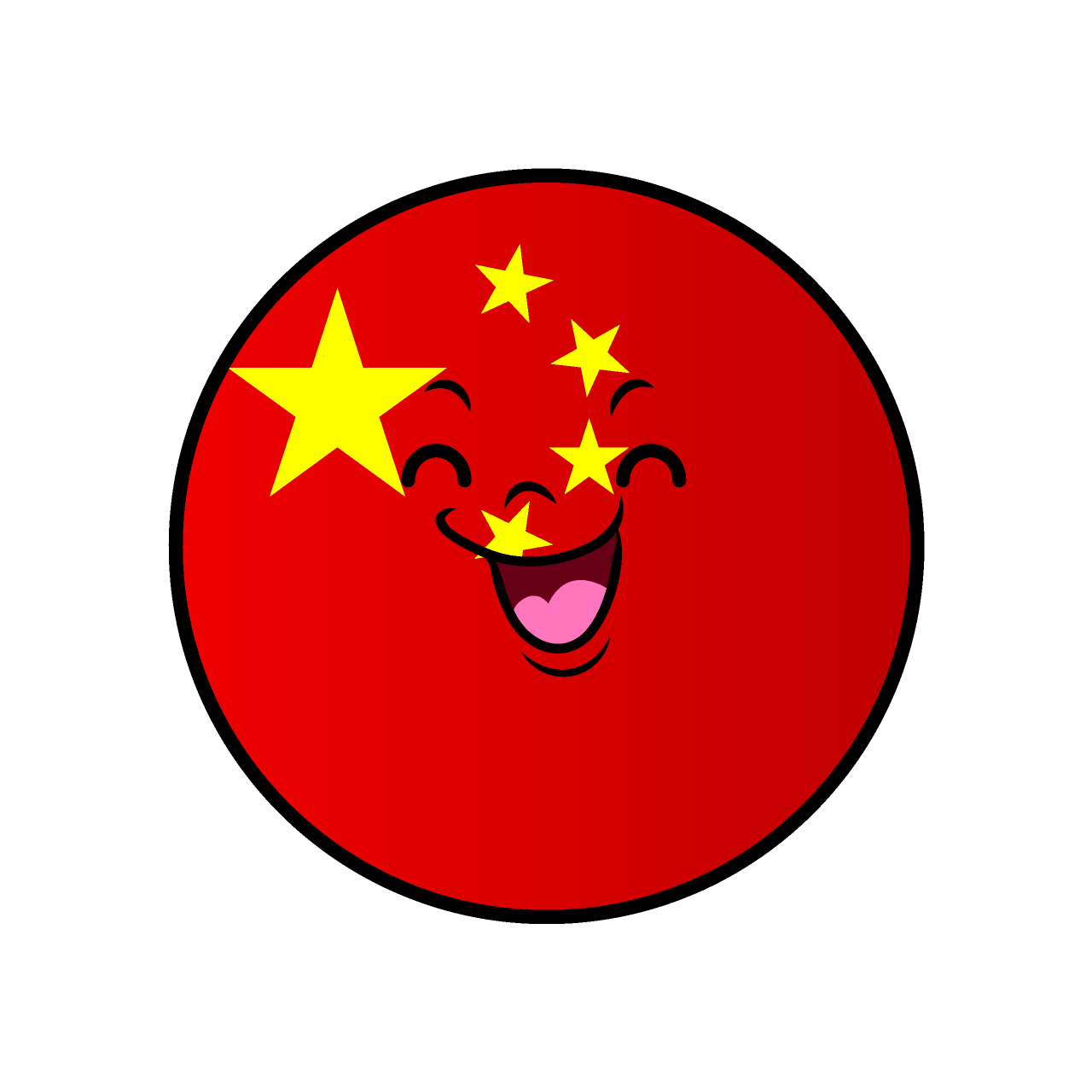 Smiling Chinese Flag (Round)