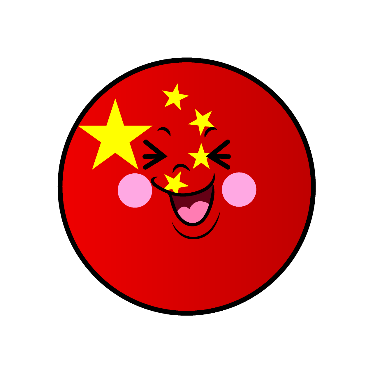 笑う中国国旗（丸型）