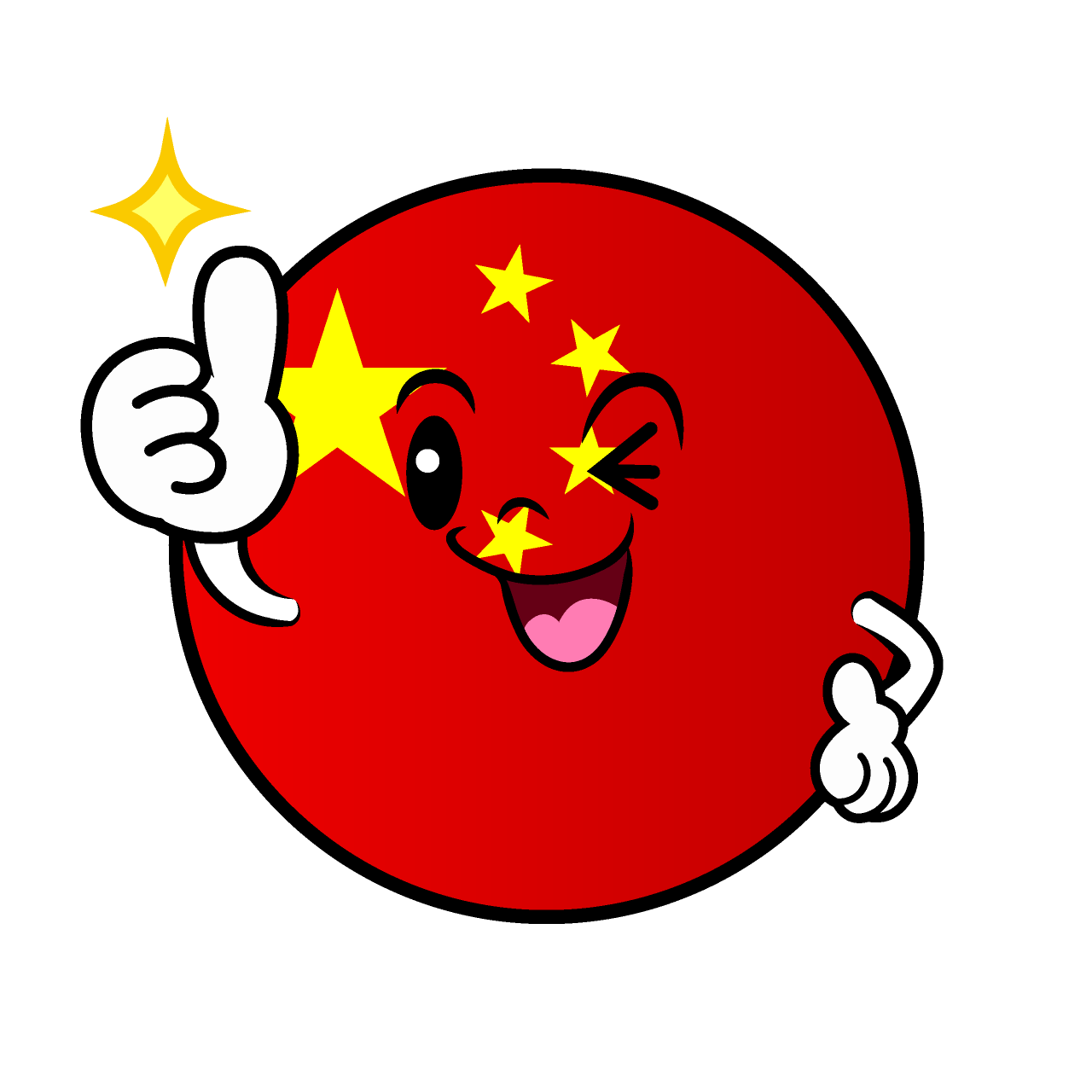 Thumbs Up Chinese Flag (Round)
