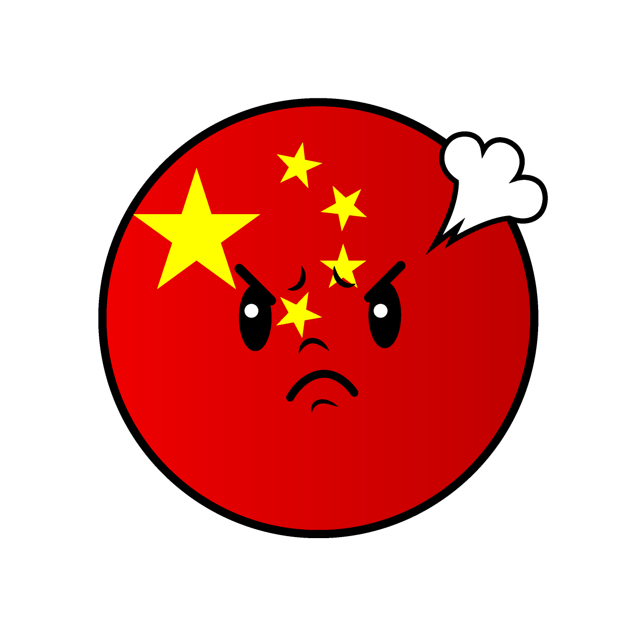 怒る中国国旗（丸型）