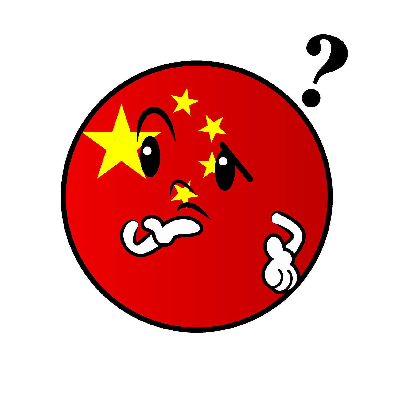 Thinking Chinese Flag (Round)