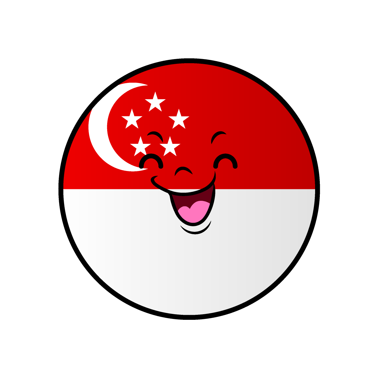 笑顔のシンガポール国旗（丸型）