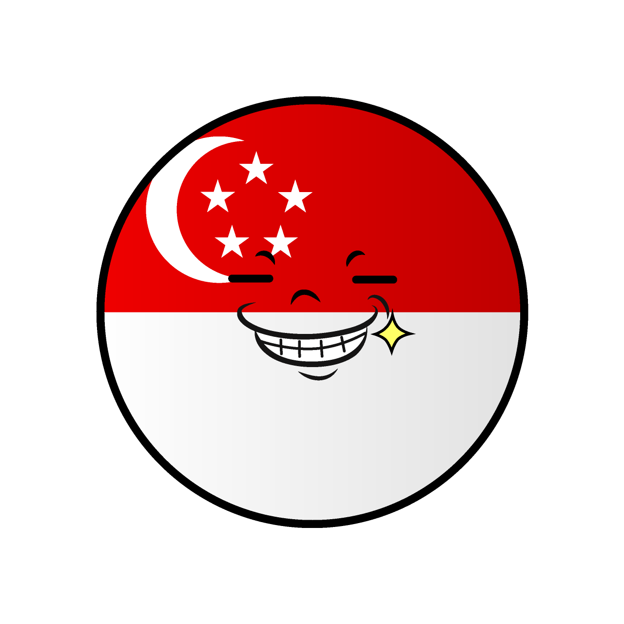 ニヤリとするシンガポール国旗（丸型）